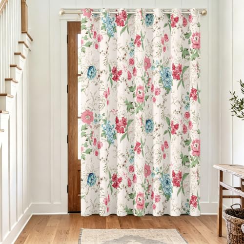 Rideau occultant floral grand format 245x140 cm idéal comme séparateur de pièce élégant