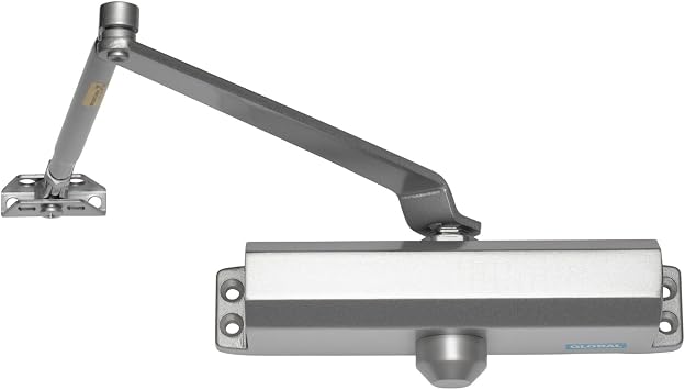 Global Door Controls Commercial ADA Door Closer in Aluminum with Adjustable Spring Tension - Sizes 1-4