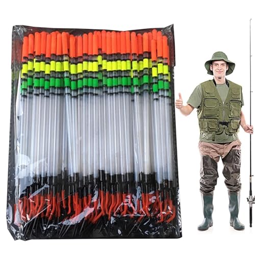 Balsa Fishing Bobbers - Juego de flotadores Verticales de 80 Piezas, diseño de Color Brillante, bobinas deslizantes, Herramienta de Lanzamiento fácil de Usar, equilibrada de precisión