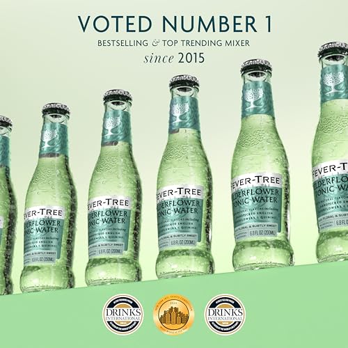 Image of Fever-Tree Elderflower Tonic Water - Premium Mixer for Cocktails and Mocktails, 6.8 fl oz Bottles, Pack of 24 - Naturally Sourced, Non-GMO