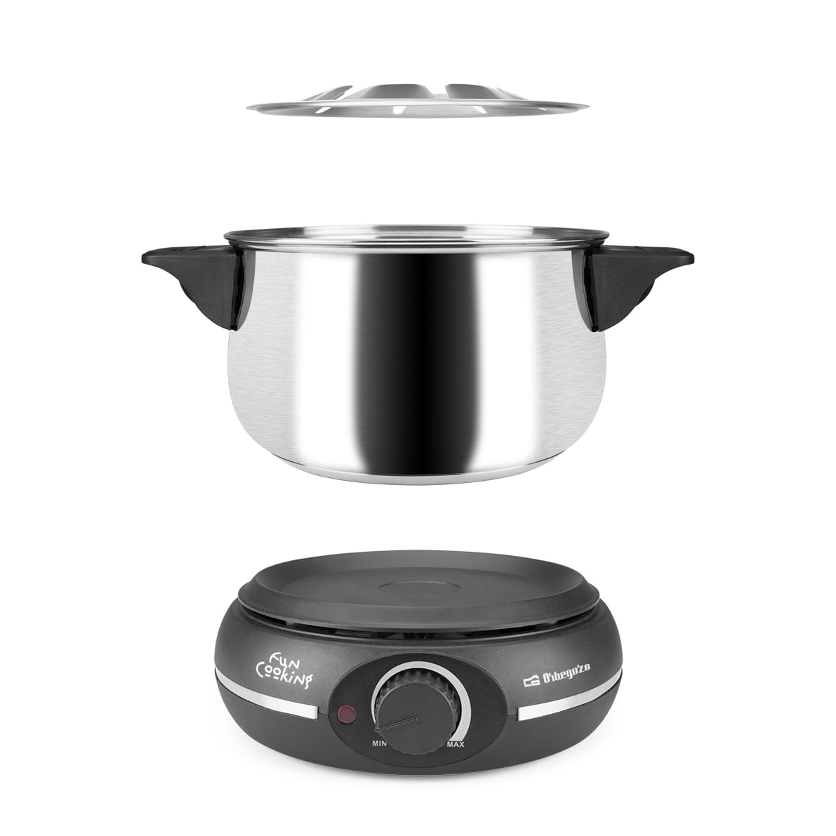 Orbegozo FDR 14 Fondue électrique pour 8 Personnes, 1,4 L, Fromage, Chocolat et Viande, régulateur de température, Couvercle Anti-éclaboussures, marmite Amovible en Acier Inoxydable, 1500 W