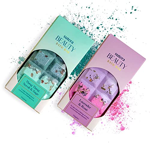 Sutera Beauty Bath Bars, Relax Unwind And Soothe Your Aches And Stresses With Aromatherapy Bath Bomb Bars, Ylang Ylang, Neroli, Sage, Lavender. Rose (2 Bars 20 Squares, Unwind Set) #TOP9