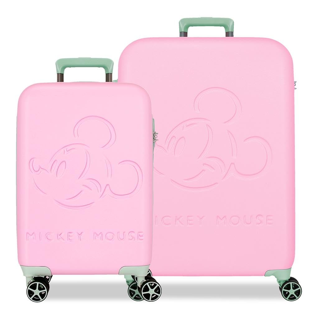 Disney Mickey Crazy Trip Zestaw walizek różowy 55/65 cm sztywny 5,65 kg zamek TSA ABS 5,65 kg 114,81 L wysuwany bagaż podręczny, Różowy kolor, Talla única, Zestaw walizek