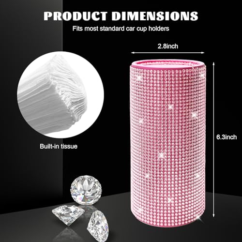 Porta Pañuelos Para Auto Con Brillantes Rosado miniatura 2