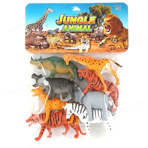 Image of SHAKTISM Animal Toy Set, 8 Pieces Wild Jungle Animal Figures, Educational Plastic Toys for Boys & Girls, 3+ Years