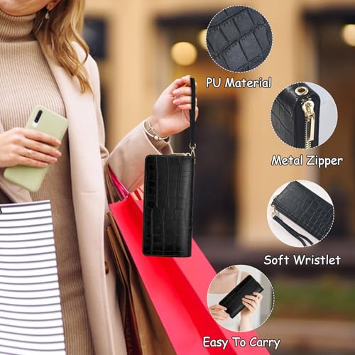 Wristlet Wallets for Women, PU Leather Clutch Wallet Purse, Credit Card Holder Wallet with Multi Card Slots2