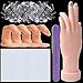 Kalolary Nail Hand Praxis für Acrylnägel, Maniküre Praxis Hand & Finger Biegbare Maniküre Hand mit 500 Stück Falsche Nagelspitzen, Nagel Tacky Putty & Nagelfeilen für Nail Art Training Tools (Klar)