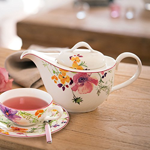 Villeroy & Boch Mariefleur Tea Kleine, Geschirr aus hochwertigem Premium in Pink Grün und Orange, 620 ML Tetera, Porcelana, Weiß, 15 x 15 x 20 cm - Imagen 3