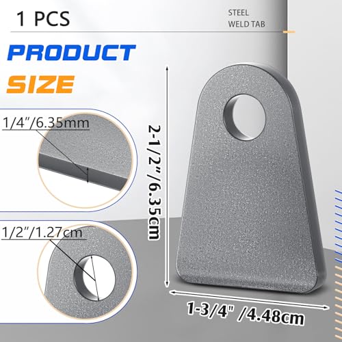 Image of Hicarer 1 Pcs Steel Weld on Tab Universal Shock Mount Flat Tab Brackets Steel Gusset Welding Accessories, with a 1 /2 inch Hole, 1 /4 inch Thick (Flat Mount)