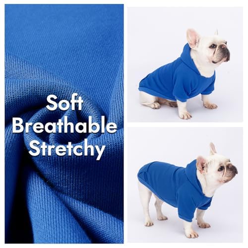 Image of 2 Pack Dog Hoodie Warm Hood Dog Sweater Cold Weather Small Dogs Sweatshirt Comfort Pet Clothes for Small Medium Dogs with Pockets (Dark Blue, L (Back: 13.78 inch, Chest: 18.9 inch))