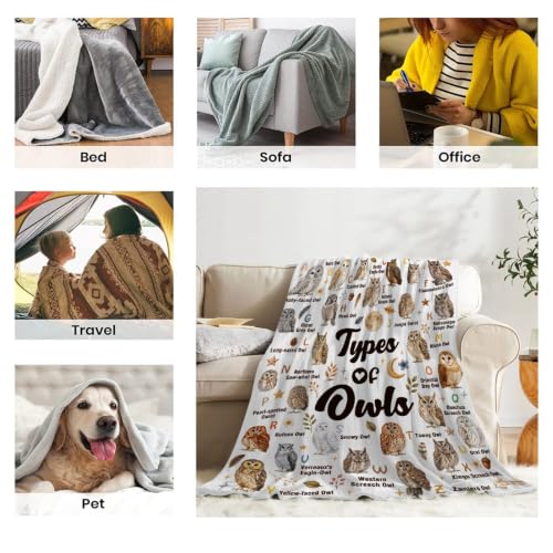 Owl Blanket,Types of Owls Blanket Owl Throw Blankets for Adults - image 7