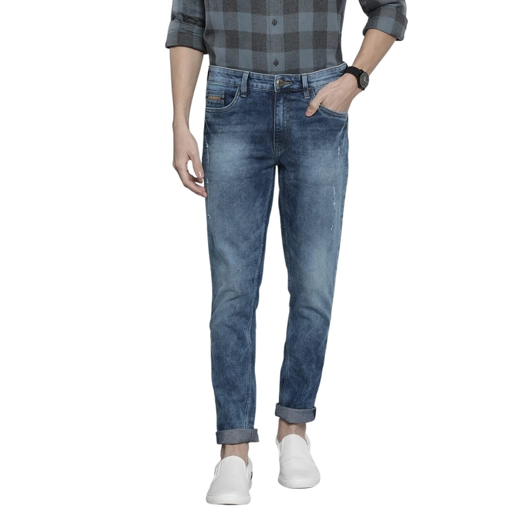 Men Mid Rise Slim Fit Solid Mid-Rise Stretchable Jeans