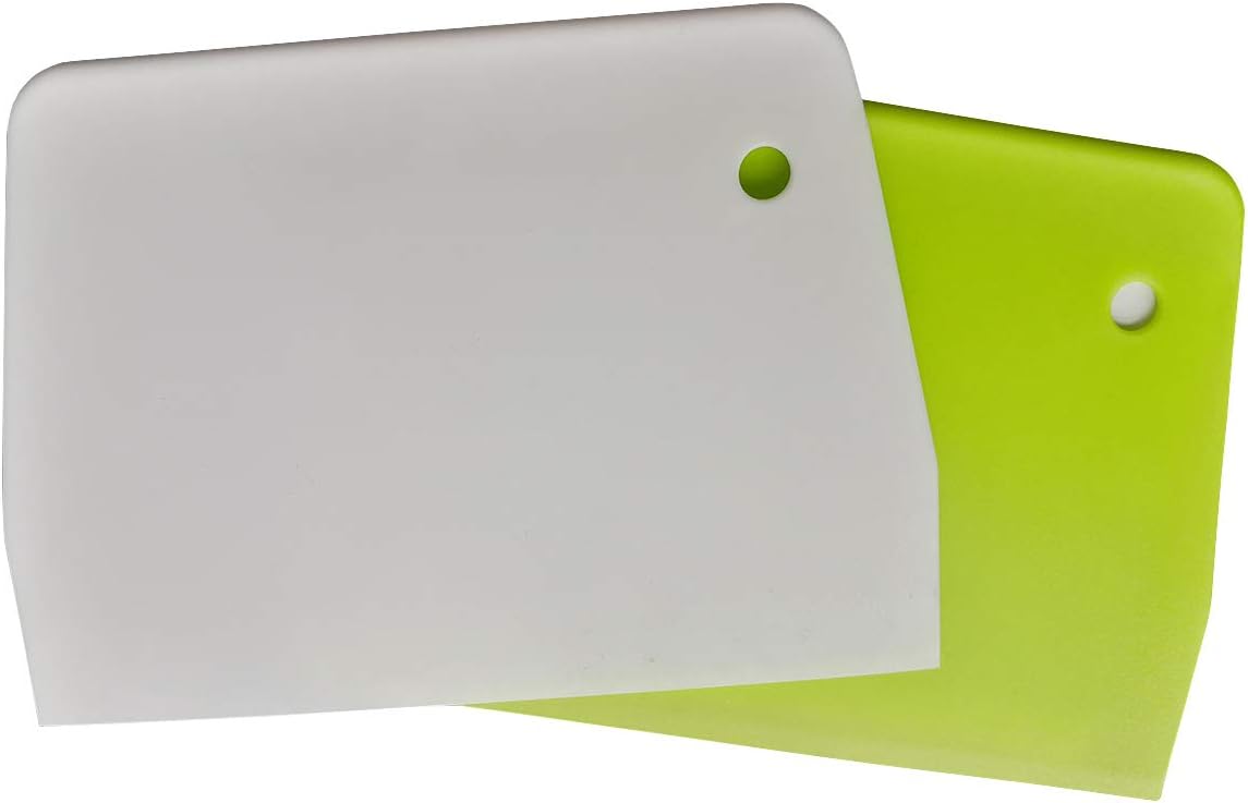 Dough Spatulas & Bench Scraper,Multipurpose Kitchen Tool with Hanging Hole for Any Mixing Bowl,Set of 2 Pieces - White,Green