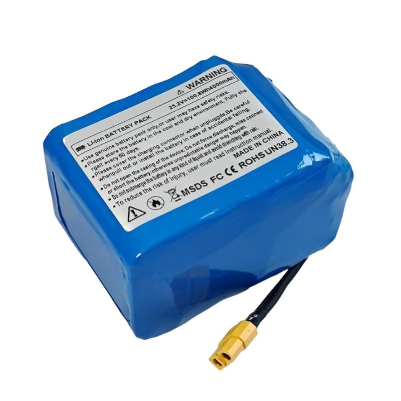 Batería litio repuesto 24 V 4000 mAh para hoverboard, paquete de baterías de litio para patinetes autoequilibrados con cargador 29,4 V 2 A XT60+DC