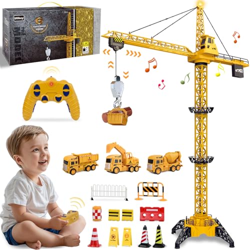 Ulikey Ferngesteuerte Turmkran, 2.4GHz RC Kran Ferngesteuert, 128 cm Hohe,...
