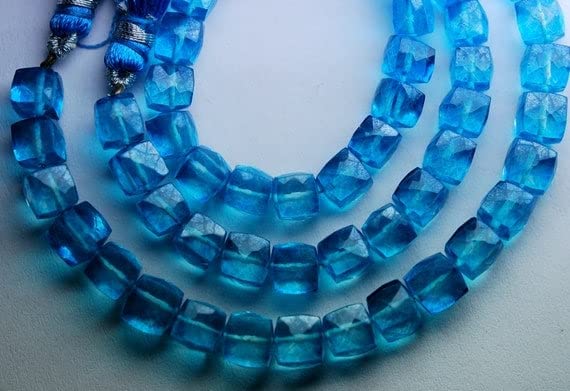 Quartz bleu ciel perle facettée 3D Box 7-8mm LKBEADS pour DIY collier bracelet pierres naturelles