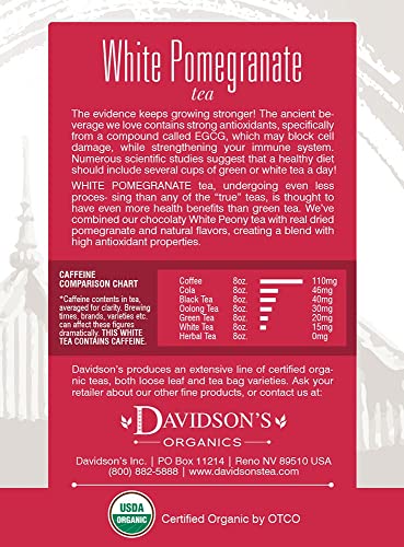 Davidson's Organics, White Pomegranate, 8-Count Tea Bags, Pack Of 12 #TOP1