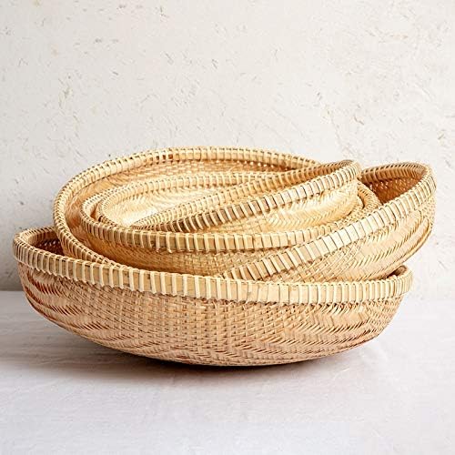 Vietnam imported bamboo basket, vegetables and fruits basket, creative fruit plate, drying bamboo screen, rice washing basket