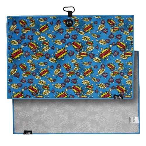 Microfibre Golf Towel by SWAK - Unique Design Easily Attaches to Your Cart - Essential Golf Accessories - Great Golf Gifts for Men - 40 x 60cm (Swat Attack)