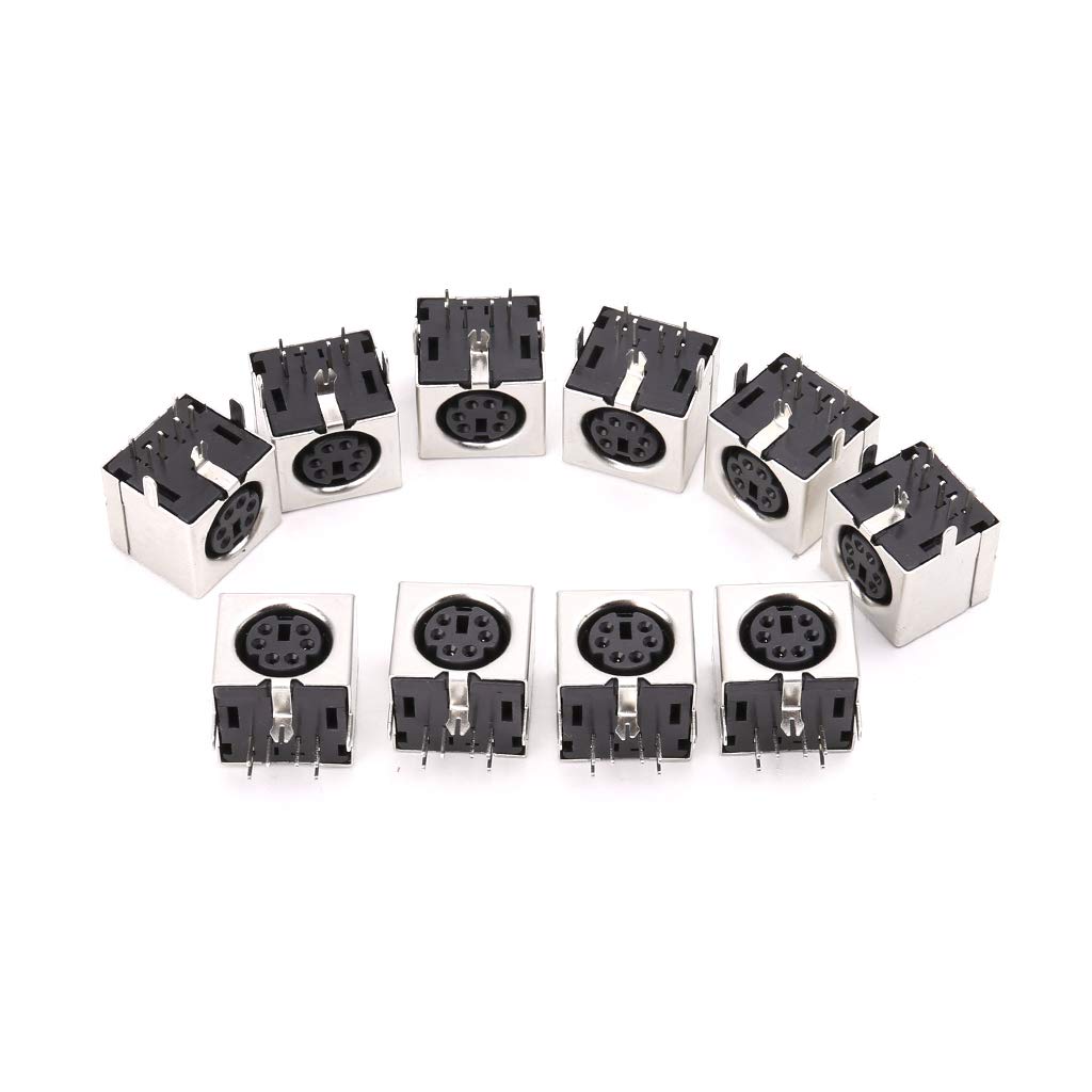 JSGHGDF 10pcs 6-pin Socket Connectors PS-2 Female Plug PCB Solder Connector PC