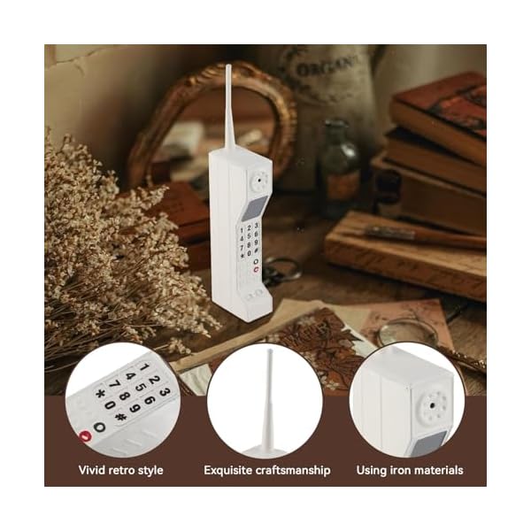 Retro Cellphone Mold, Vintage Telephone Old Fashioned Fake Cellular Phone Mold Ornament Vintage Simulation Photographic Props for Home Stage (White) - Image 7