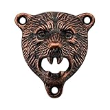 HAIICEN Cast Iron Bottle Opener Wall Mounted Grizzly Bear Teeth Beer Cap Opener Antique Copper for Beer Lover Gift