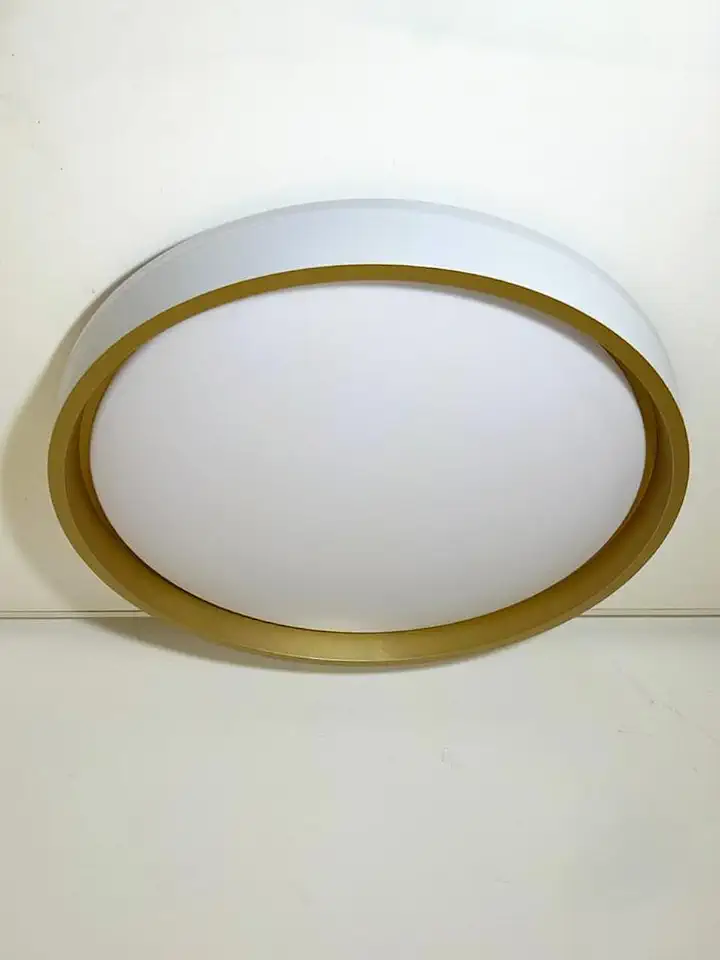 Plafon LED Moderno 40cm (36W) e 50cm (48W) | 3 Cores (3000K-6000K) | Redondo ou Quadrado (40cm Redondo Branco/Dourado)