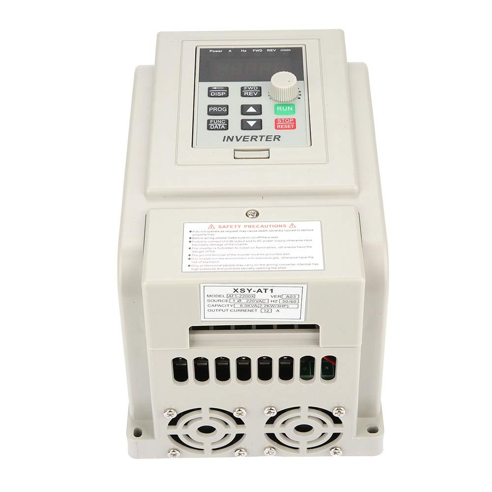 Nikou Unidad de frecuencia variable - 220V Unidad monofásica Variable Unidad de frecuencia Convertidor de frecuencia VFD Controlador de Velocidad para Motor trifásico de 2.2kW CA