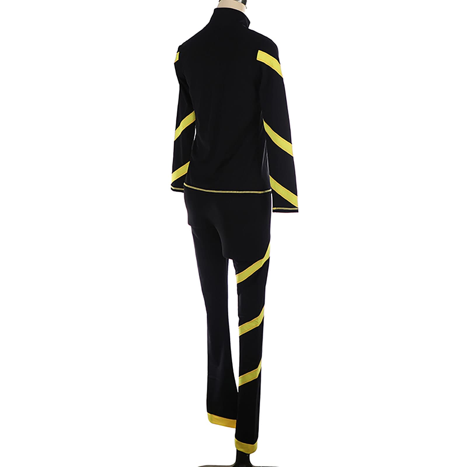 Conjuntos de Chaqueta y Pantalones de Patinaje sobre Hielo para Mujer Traje de Patinaje Artístico, Entrenamiento Competencia Ropa de Patinaje(Size:3XS,Color:Amarillo)
