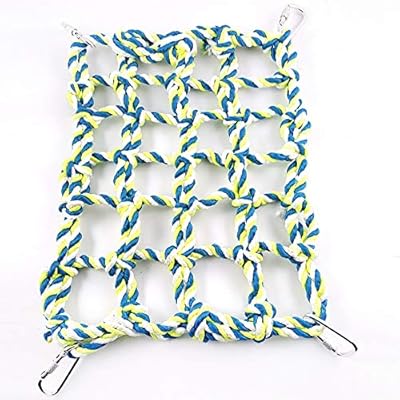 Yoogeer Rat Ferret Chinchilla hamsters Hammock Braided Bed Toy Center Hanging Cage Swing Ferret Cargo Net Boredom Breaker with 4 Hooks (Yellow)
