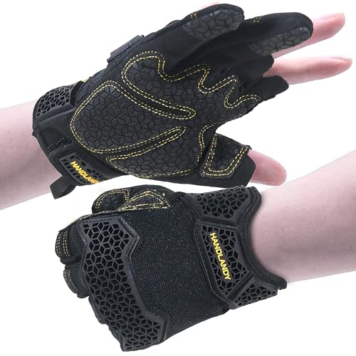 HANDLANDY HLDD Arbeitshandschuhe Männer - 3 fingerlose Arbeitshandschuhe für Autofahren, Radfahren, Jagen,...