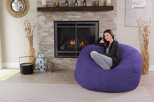 Chill Sack Bean Bag Chair - 5' Giant Memory Foam Lounge Chair with Soft Microfiber Cover – Cozy Furniture for Living Room, Dorm, & Kids' Rooms – Comfortable 5 Ft, Microsuede Lounge Sofa, Purple - Thumbnail 2