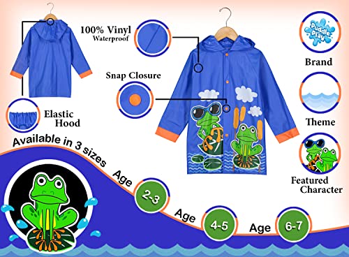 Puddle Play Waterproof Rain Jacket – Lightweight Hooded Slicker for Toddlers and Little Kids – Frog & Unicorn Designs2