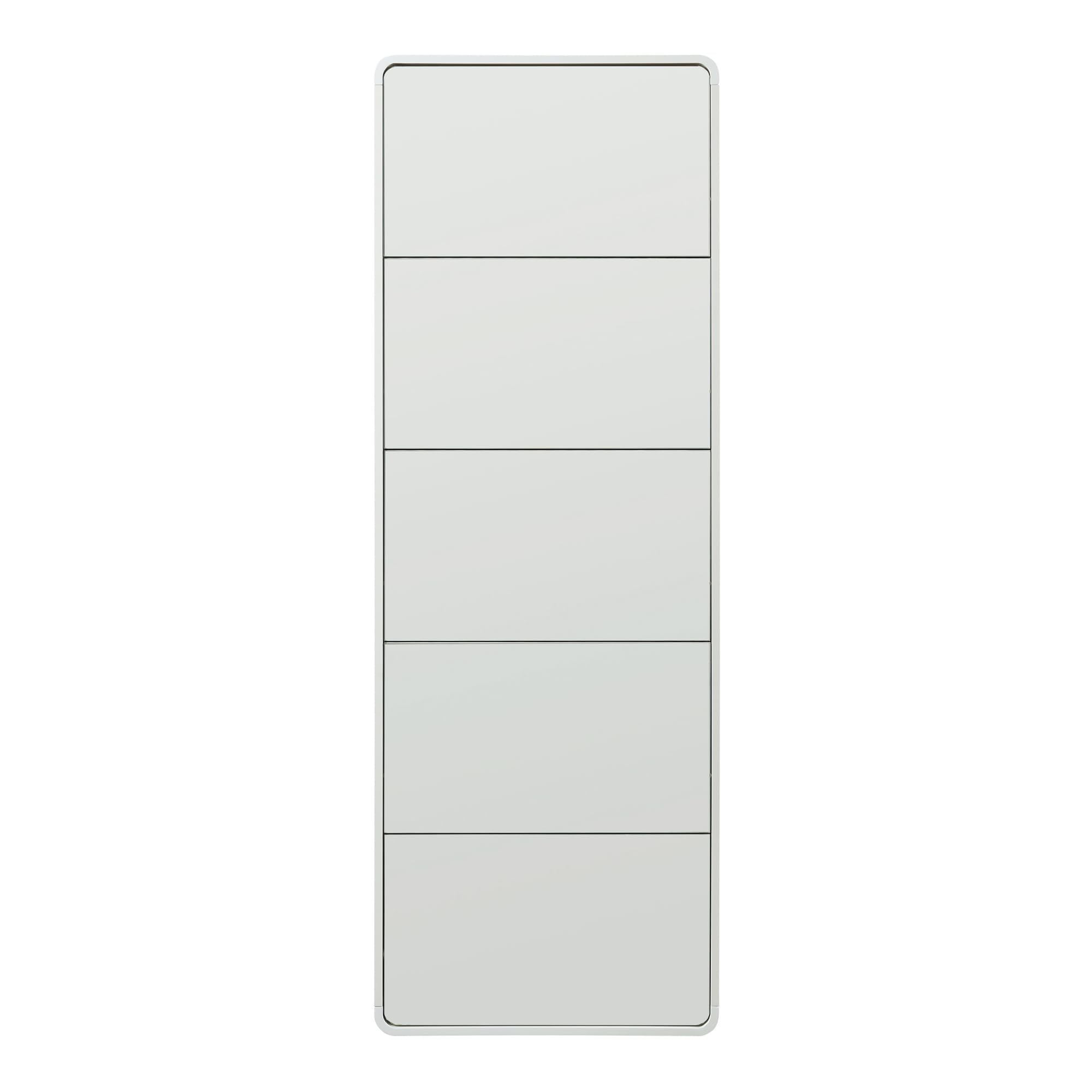 [en.casa] Armario Zapatero Aure con 5 Puertas Abatibles y Compartimentos Zapatero con Espejo para Entrada Recibidor Pasillo Vestidor 180 x 63 x 20 cm - Blanco