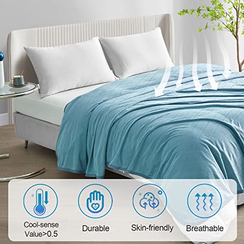Image of 【Upgraded Fabric】Ailemei Cooling Throw Blanket for Hot Sleepers, Q-Max >0.5 Jade Fiber, Lightweight Breathable Summer Blanket, Throw Blankets for Couch, Transfer Heat Hot Flashes Night Sweats, 50 inchx70 inch