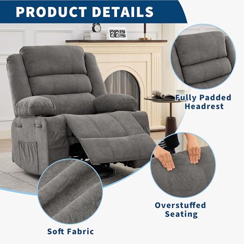 Image of Rocking Recliner Chair for Adults Oversized 360 Swivel Manual Recliner