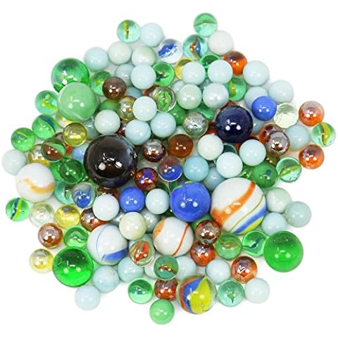 com-four® 1 kg Glasmurmeln - Große und kleine Glas-Murmeln zum Spielen und Sammeln - Kinderspiel für drinnen und draußen (1 kg Murmeln) Cover