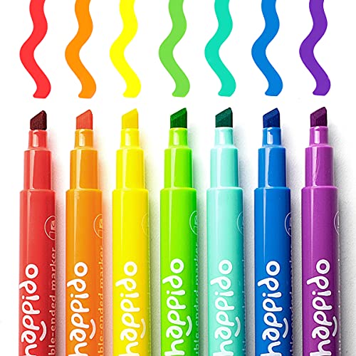 Happido Double-Ended Markers, 24 Colors - Non-Toxic, Brightly Colored Markers For Kids, Coloring, Drawing, Crafts, And More, Comes With Convenient Carrying And Storage Case And Blending Marker #TOP4
