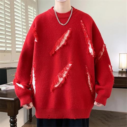 Mens Winter Round Neck Long-Sleeved Knitted Pullover Sweaters Casual Loose Sweater3