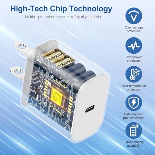 Image of iPhone 17 16 Charger,USB C Wall Charger Block Chargers Fast Charging with 10FT USBC to C Woven Cable for iPhone 17e /17 /17 Pro /17 Pro Max /17 Air /iPhone 16 /16 Plus /16 Pro Max /16e /15 /15Pro,iPad Pro