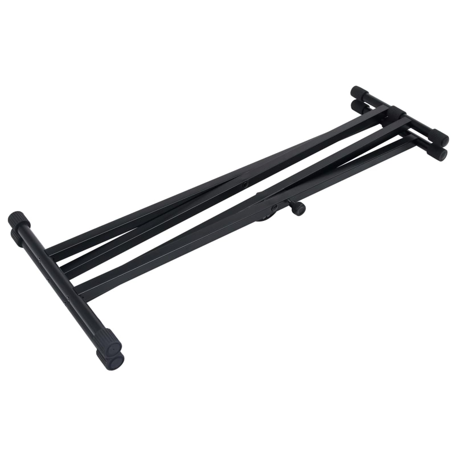 Lechnical Supporto Tastiera a Doppia Staffa Set con Sgabello Gambe Sostegno Base Appoggio Porta Pianola Stand Accessori Musica Strumenti Nero-70097