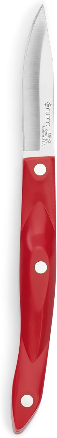 CUTCO Model 1720 Paring Knife with RED handle....2¾" High Carbon Stainless blade....5" thermo-resin handle...in factory-sealed plastic bag.