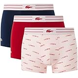 Lacoste Men's Cotton Stretch Lacoste Diagonal Print Trunks, 3-Pack