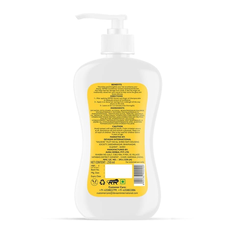Image of Keratin Protein & Argan oil Conditioner,Used for All Unisex,100% Veg, Cruelty free, Paraben free, SLES /SLS free, Smooth, Strong & Shiny Hair, Smoother Skin, For All Skin Type For Women (250ML)