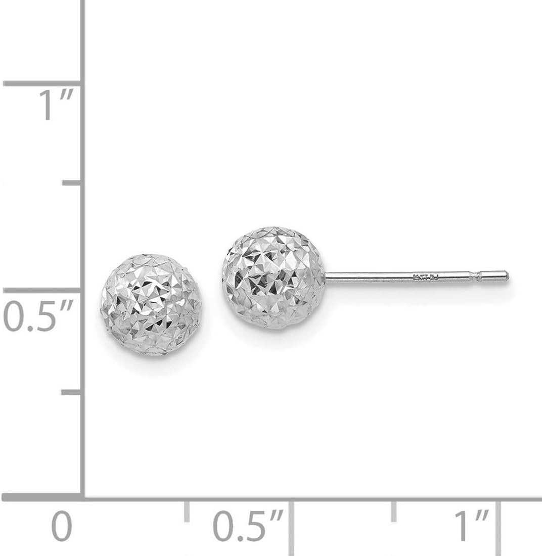 14k White Gold Polished 6mm Ball Post Earrings 6x6mm Wide Ball Earring for Women