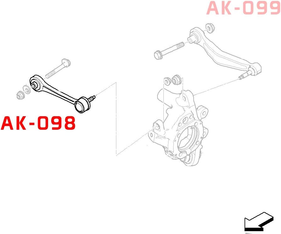 Godspeed AK-098-A Adjustable Toe Rear Control Arms, Pillow Ball Spherical Bearings, Set of 2, compatible BMW 5-Series (E60/E61) 2005-10