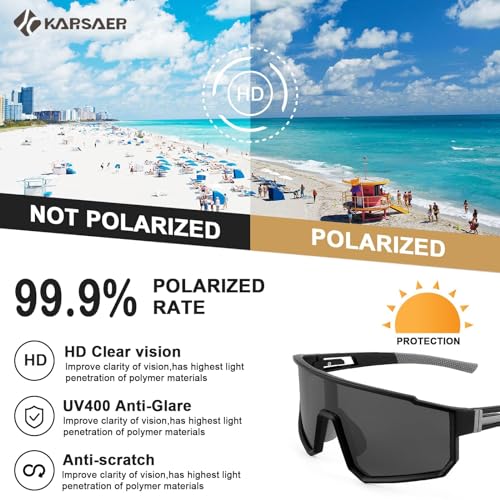 Karsaer Polarized Cycling Riding Glasses Sports Sunglasses Men Women for Moutain Baseball MTB Bicycle B5094 7 51B+5NuljtL