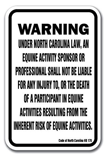 North Carolina Equine 12" x 18" Aluminum Sign Warning Statute Horse Farm