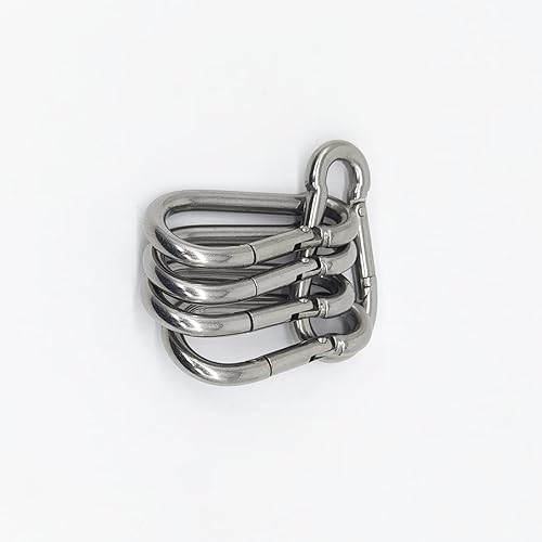 Miniatura 2 de Xindejia Paquete de 5 hebillas de gancho de resorte de acero inoxidable 304 de 2.75 pulgadas, mosquetón de clip, llavero, broche de presión,