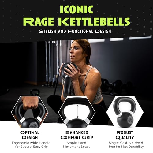 Rage Fitness Kettlebells, Single-cast Iron, No-welded Joints, Wide Handle, Strength Training Kettlebells, Cast Iron Kettlebell Set, Powder Coated Kettlebell Weights For Maximum Durability, Men & Women - Image 6